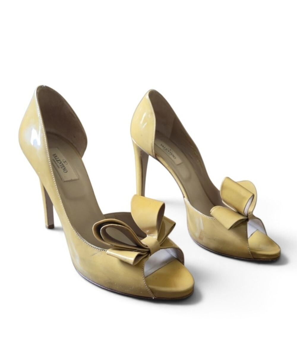Valentino Couture Bow D'Orsay Patent Leather Peep Toe Stiletto Pumps Italy Sz 40